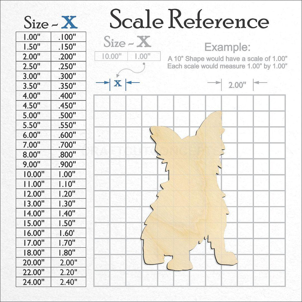 A scale and graph image showing a wood Dog craft blank