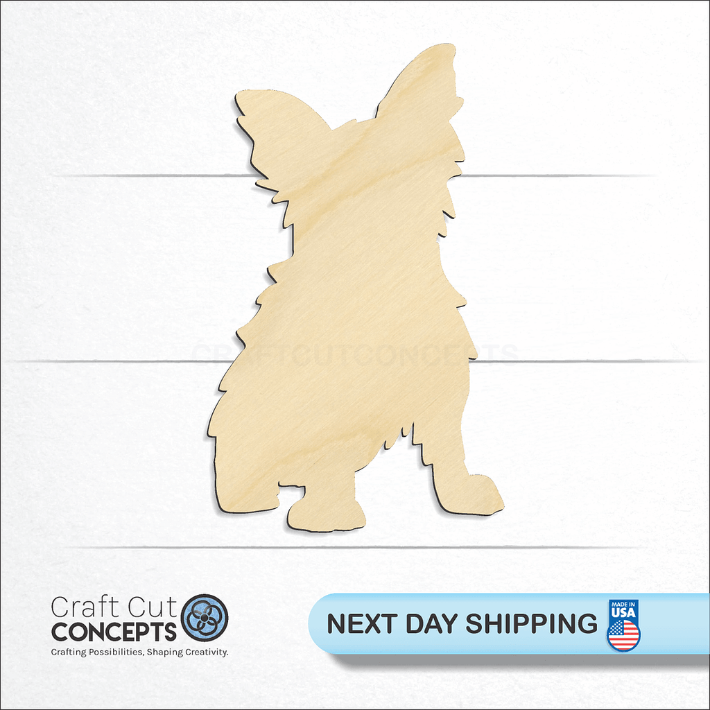 Craft Cut Concepts logo and next day shipping banner with an unfinished wood Dog craft shape and blank