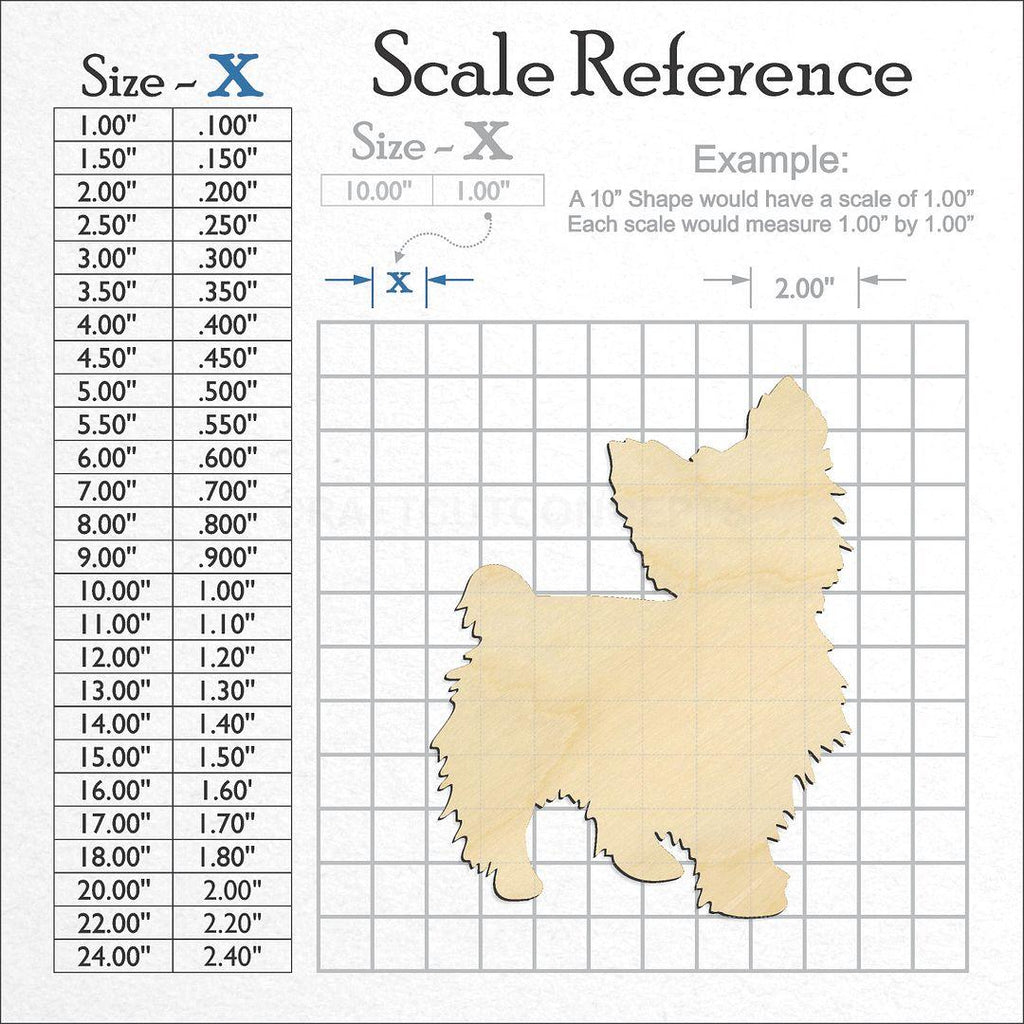 A scale and graph image showing a wood Yorkie craft blank