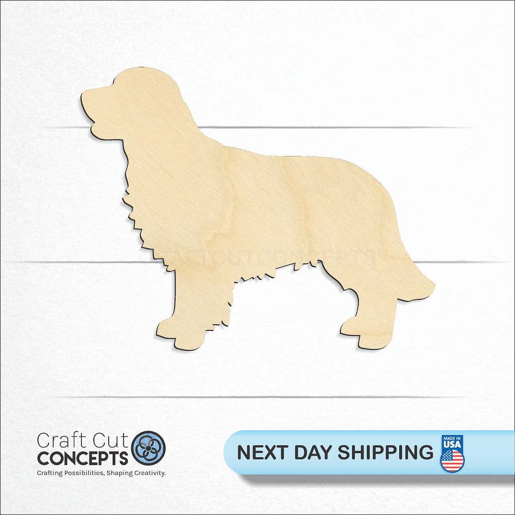 Craft Cut Concepts logo and next day shipping banner with an unfinished wood Golden Retriever craft shape and blank