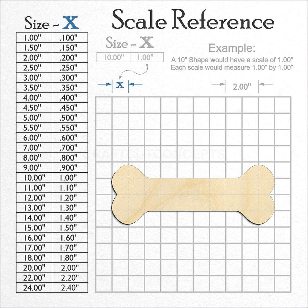 A scale and graph image showing a wood Dog Bone craft blank