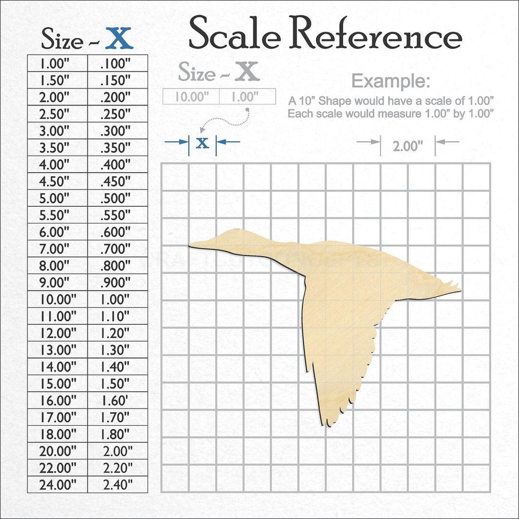 A scale and graph image showing a wood Duck Flying craft blank