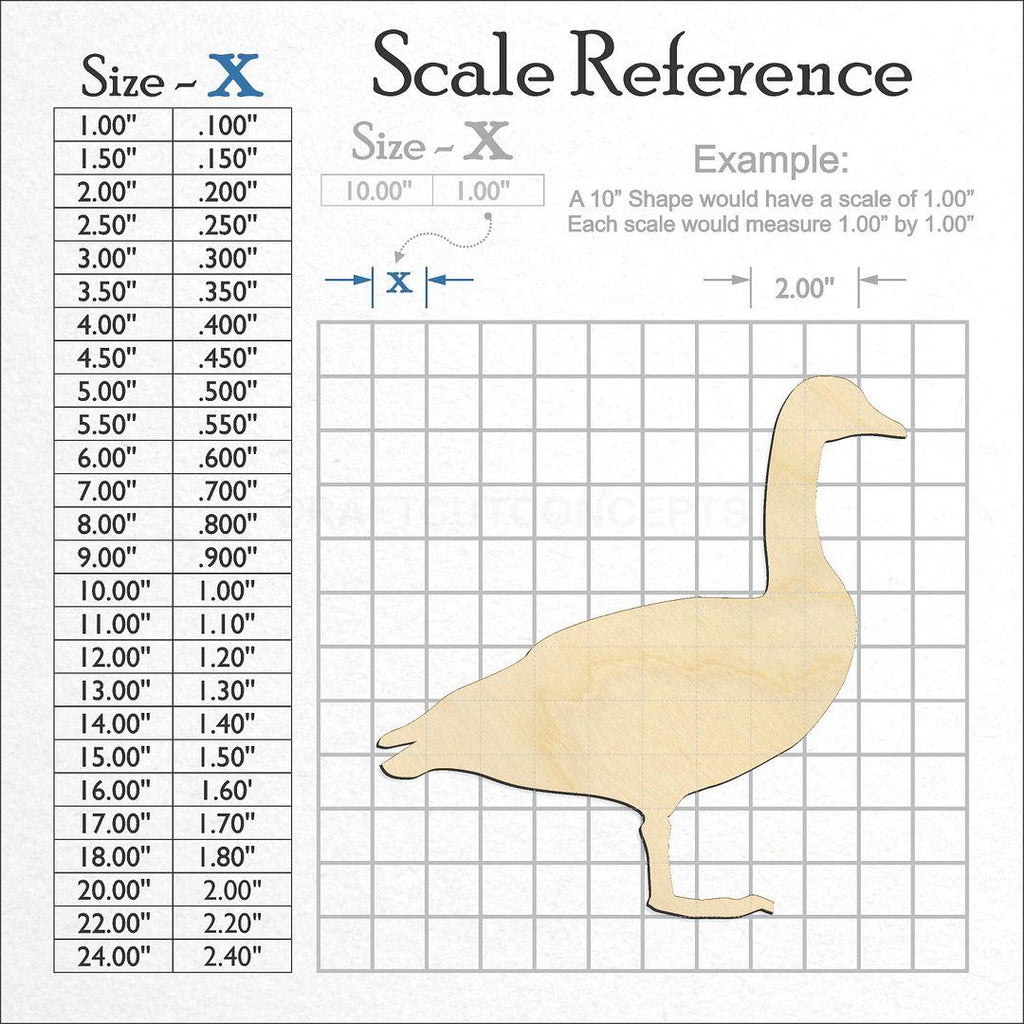 A scale and graph image showing a wood Canadian Goose craft blank