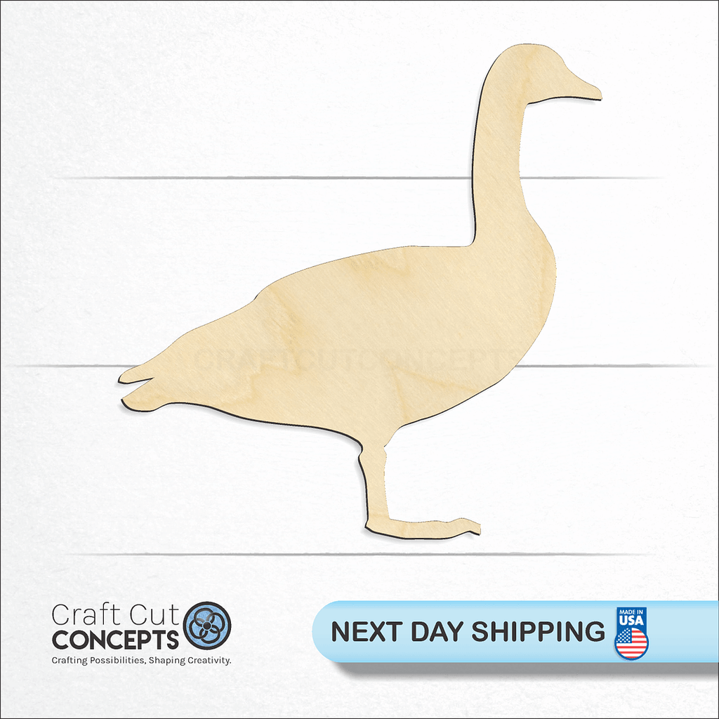 Craft Cut Concepts logo and next day shipping banner with an unfinished wood Canadian Goose craft shape and blank