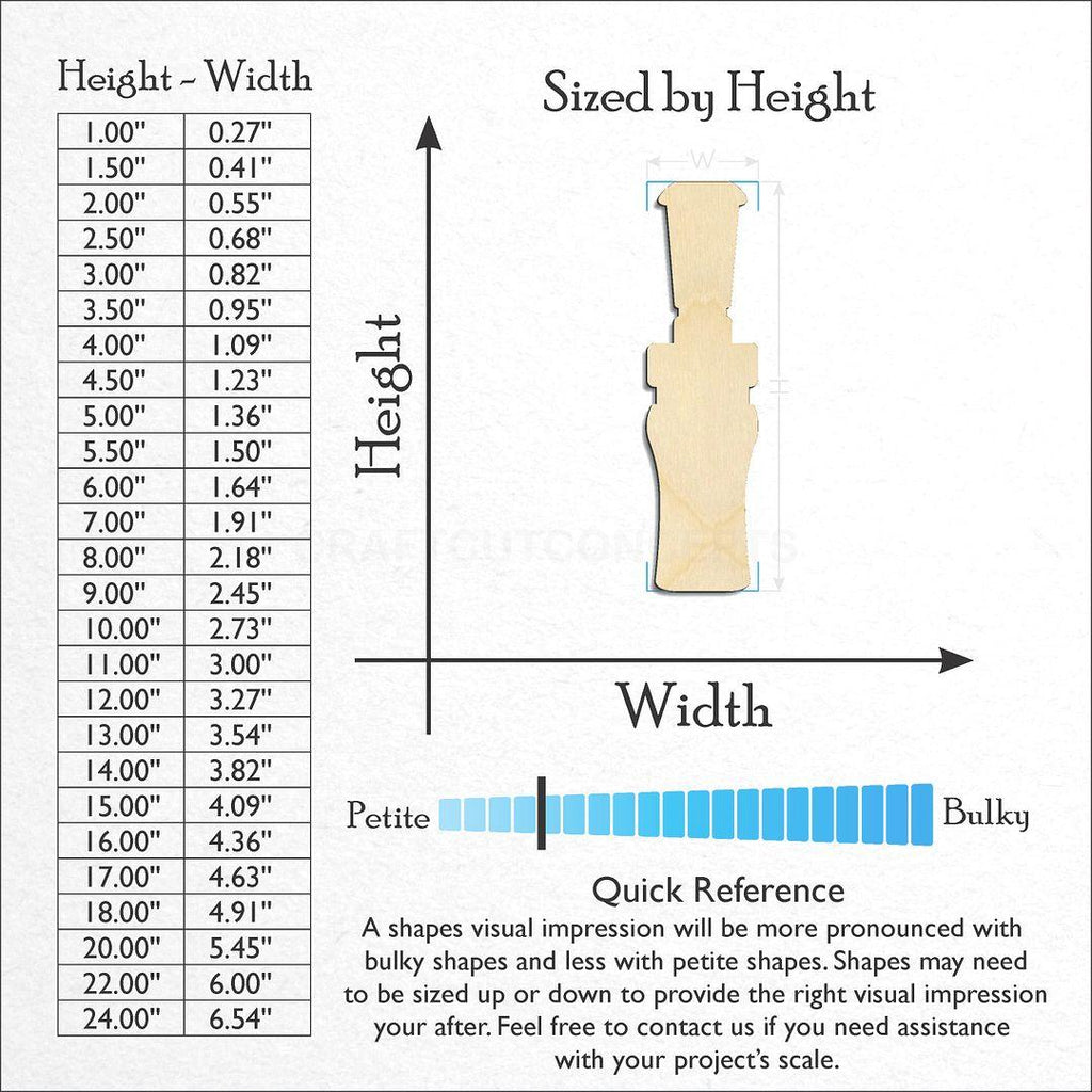 Sizes available for a laser cut Duck Goose craft blank