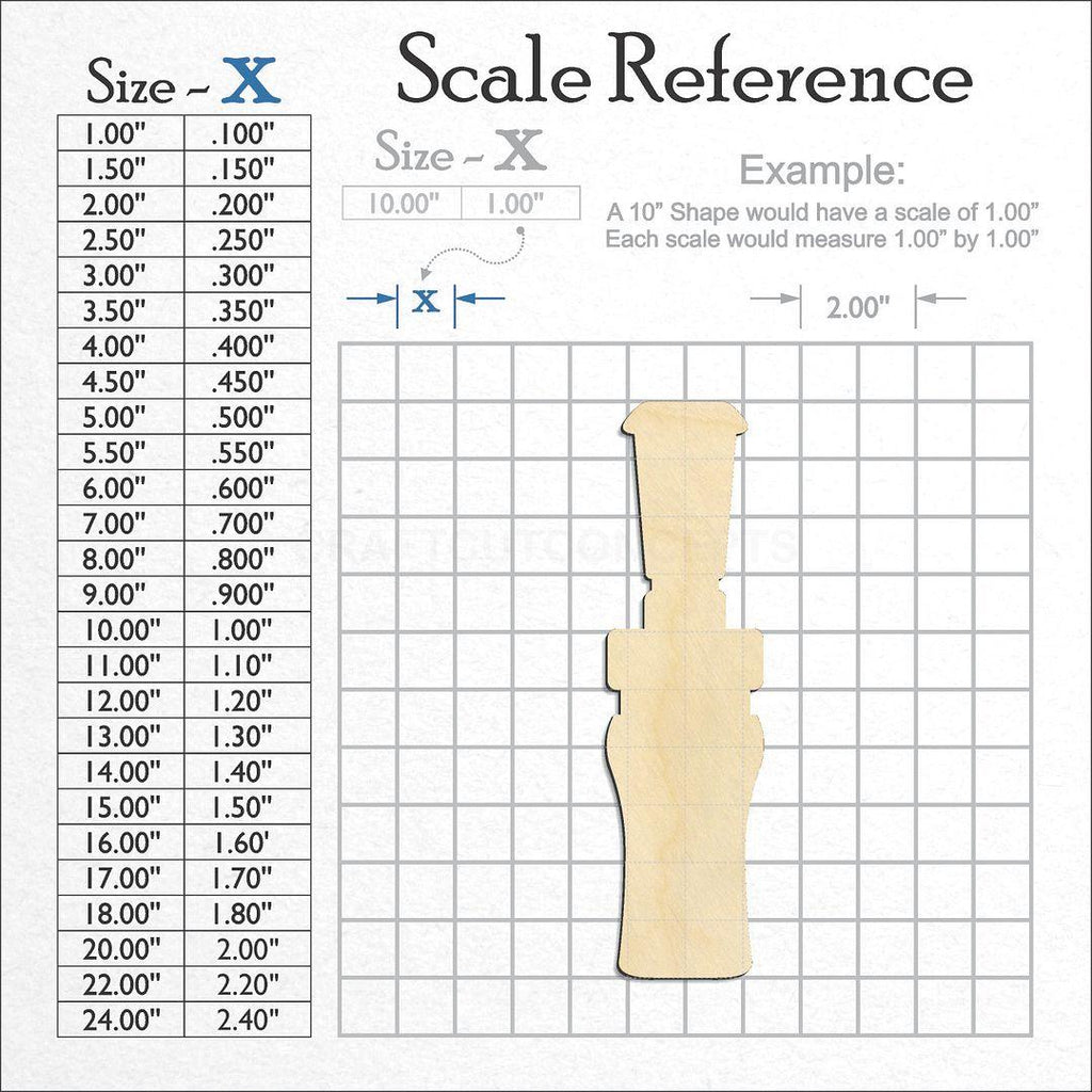 A scale and graph image showing a wood Duck Goose craft blank