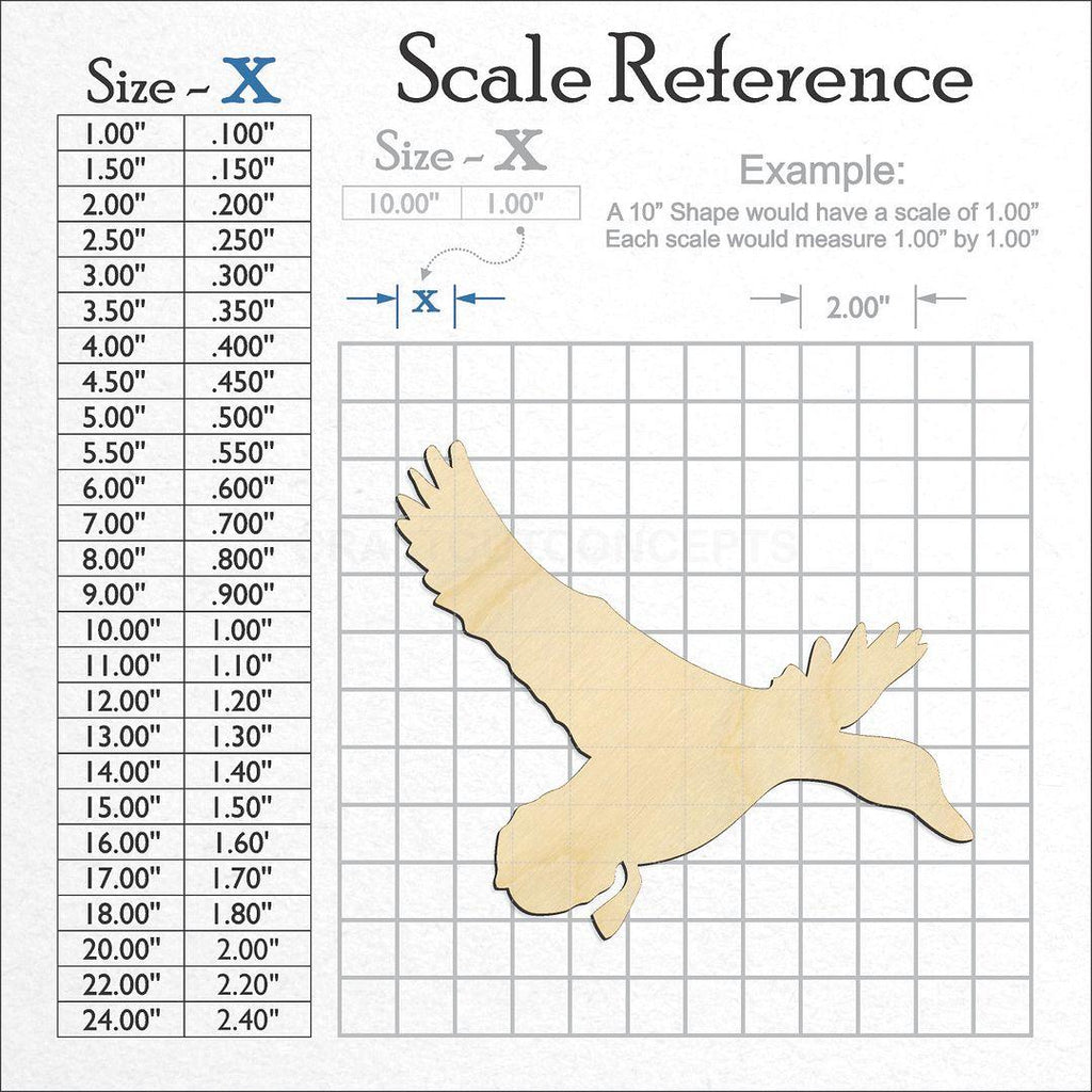 A scale and graph image showing a wood Duck Flying craft blank