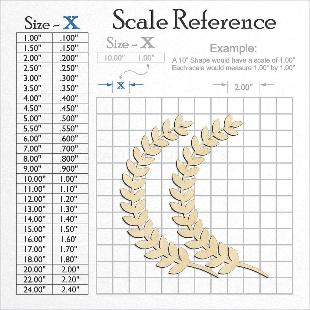 A scale and graph image showing a wood Laurel Branch Single craft blank