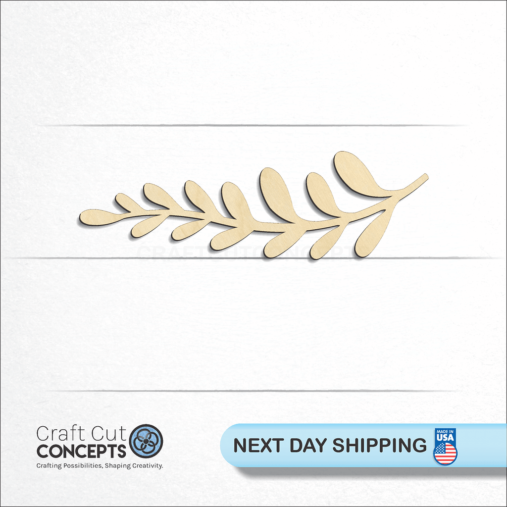 Craft Cut Concepts logo and next day shipping banner with an unfinished wood Laurel Branch Single Strait craft shape and blank