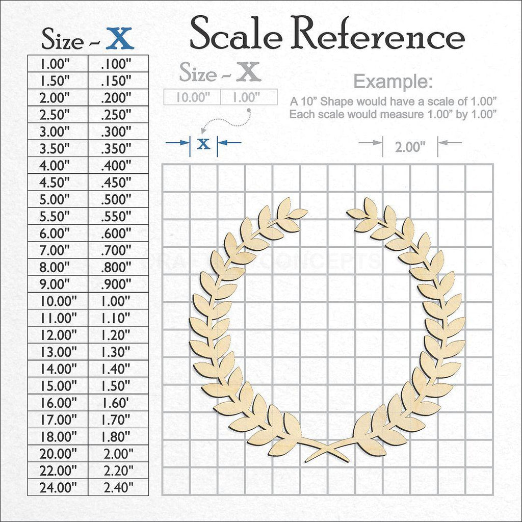 A scale and graph image showing a wood Laurel Branch craft blank