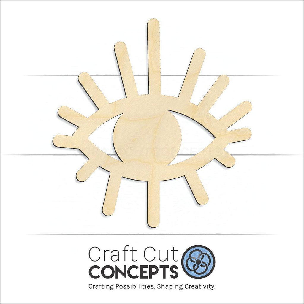 Craft Cut Concepts Logo under a wood Evil Eyes craft shape and blank