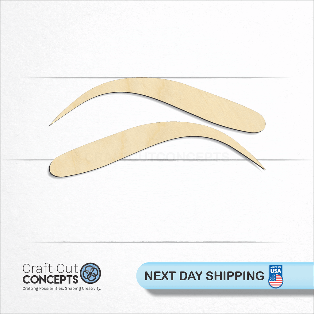 Craft Cut Concepts logo and next day shipping banner with an unfinished wood Eye Brows craft shape and blank