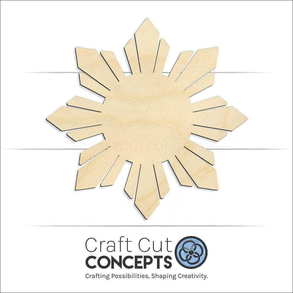 Craft Cut Concepts Logo under a wood Sun craft shape and blank