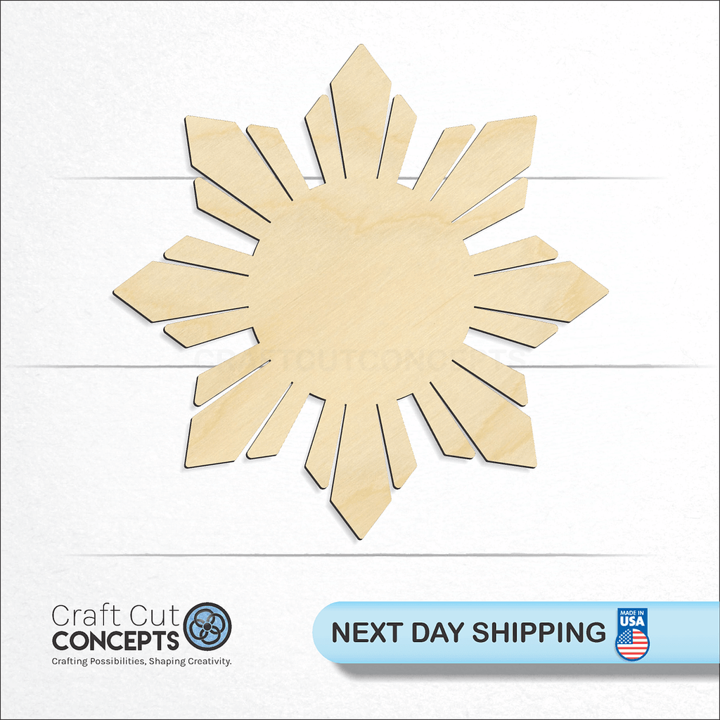 Craft Cut Concepts logo and next day shipping banner with an unfinished wood Sun craft shape and blank