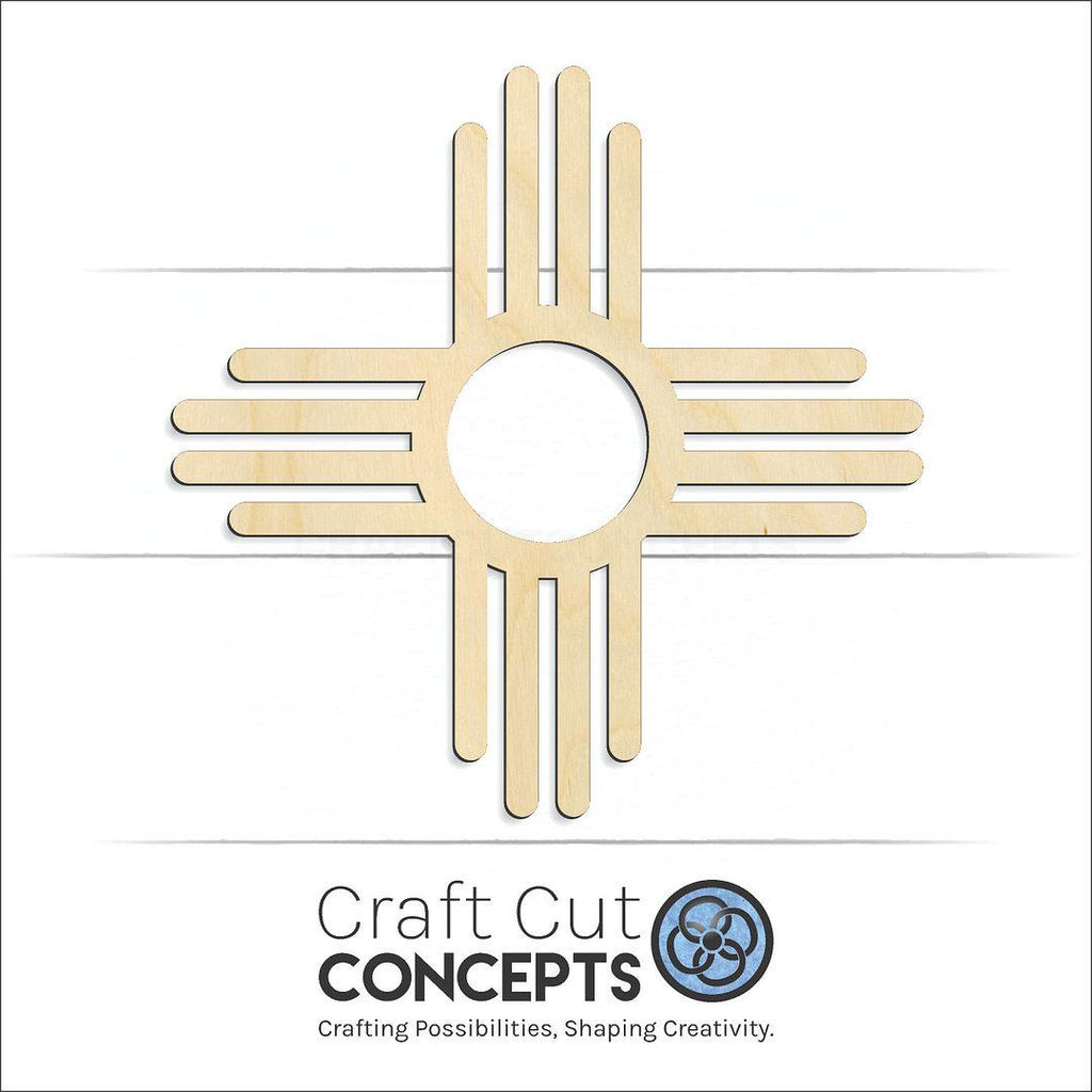 Craft Cut Concepts Logo under a wood Zia Sun craft shape and blank