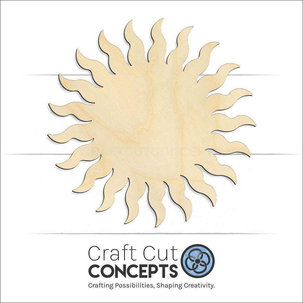 Craft Cut Concepts Logo under a wood Sun craft shape and blank