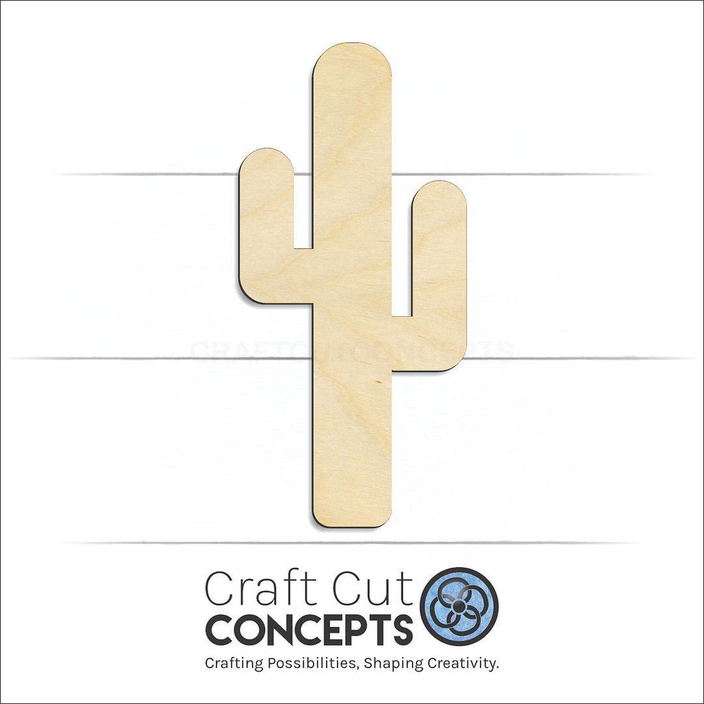 Craft Cut Concepts Logo under a wood Straight Cactus craft shape and blank