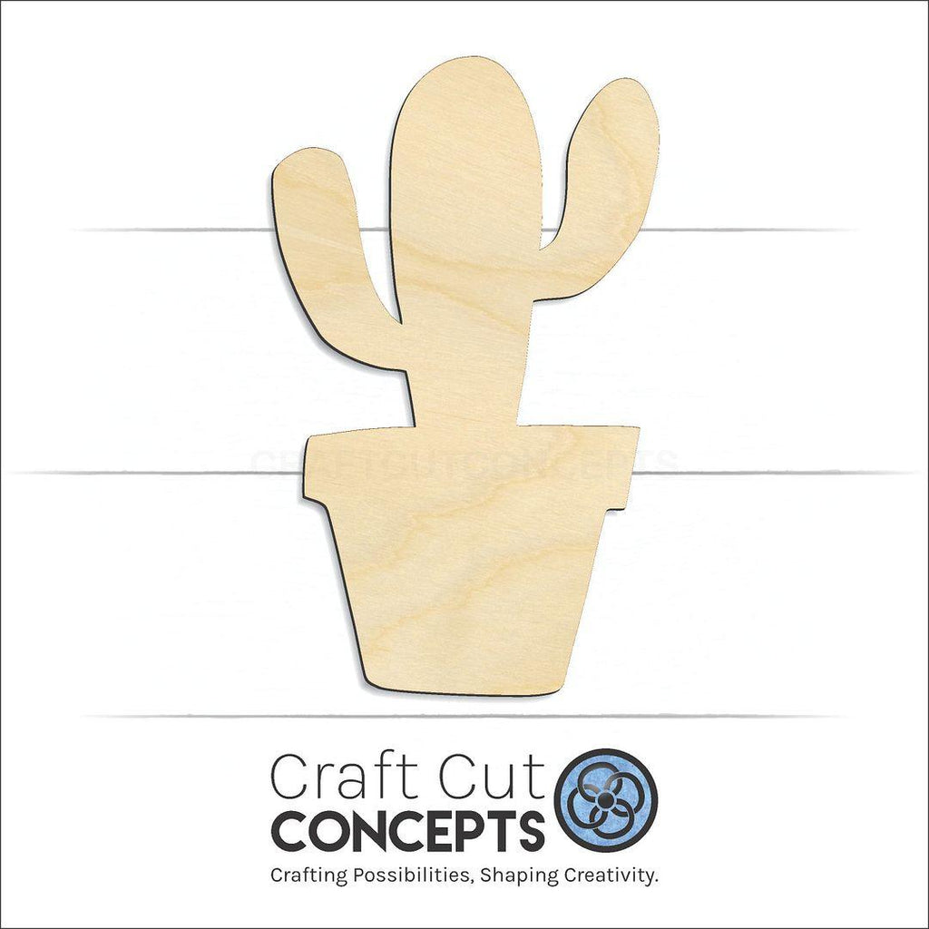 Craft Cut Concepts Logo under a wood Cactus in Pot craft shape and blank