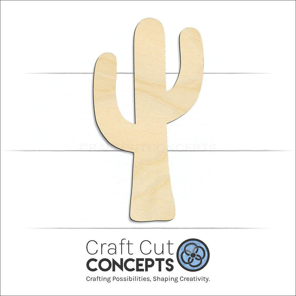 Craft Cut Concepts Logo under a wood Cactus craft shape and blank