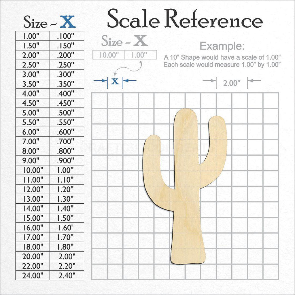 A scale and graph image showing a wood Cactus craft blank