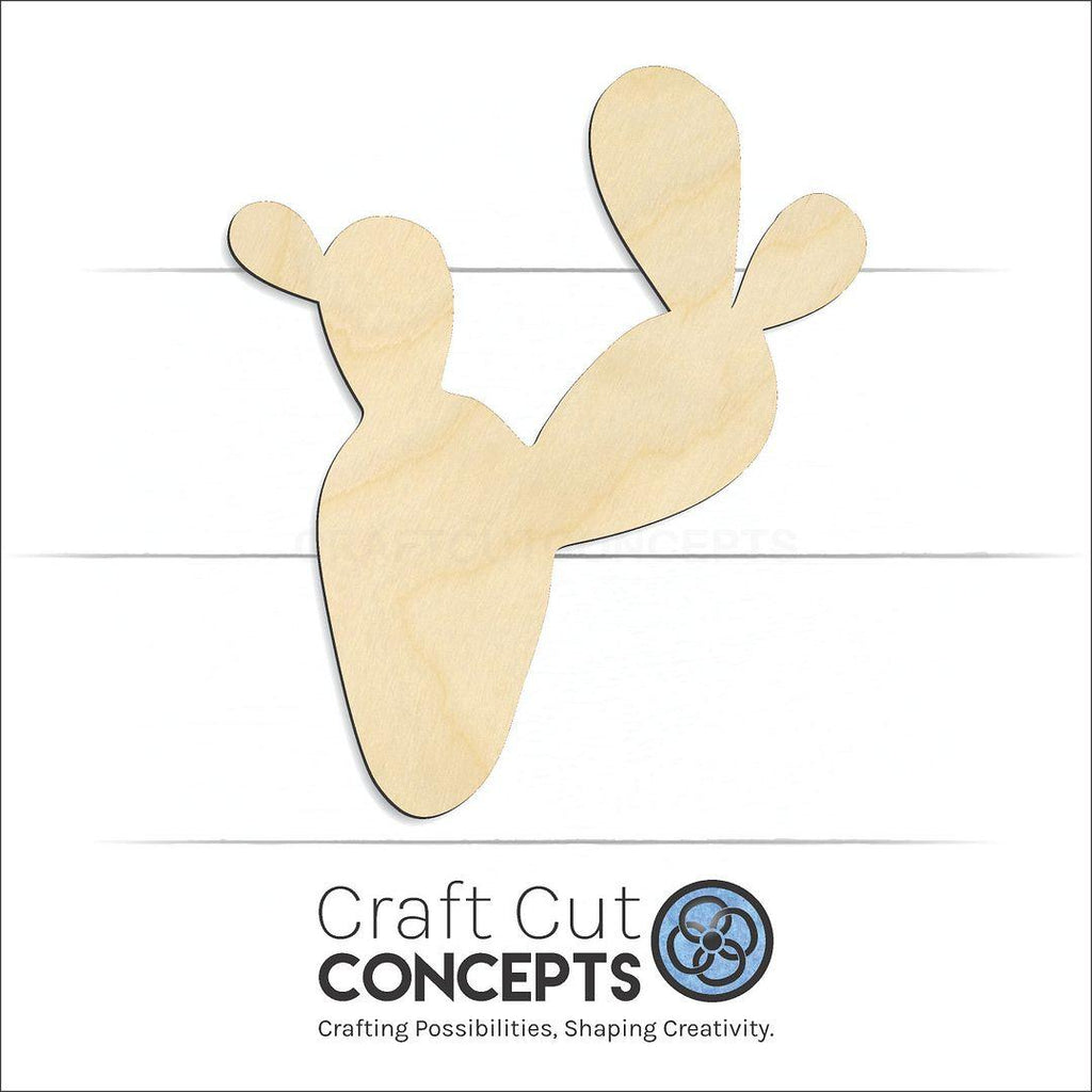 Craft Cut Concepts Logo under a wood Prickly Pear Cactus craft shape and blank