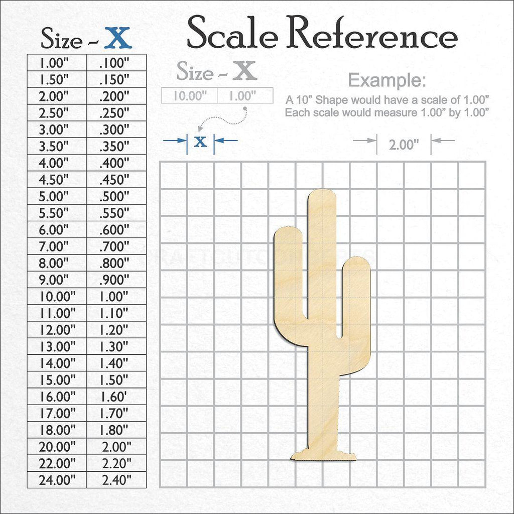 A scale and graph image showing a wood Cactus craft blank