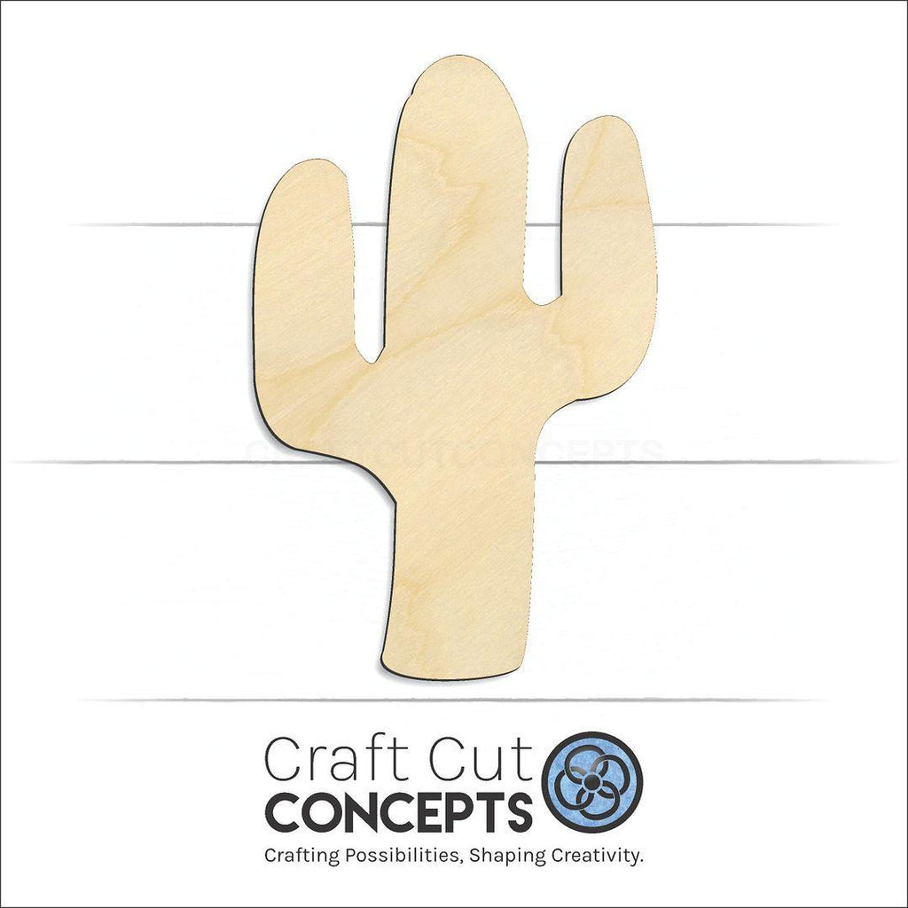 Craft Cut Concepts Logo under a wood Cactus craft shape and blank