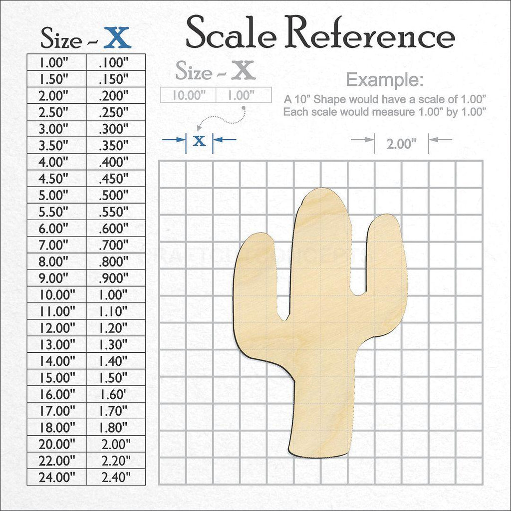 A scale and graph image showing a wood Cactus craft blank