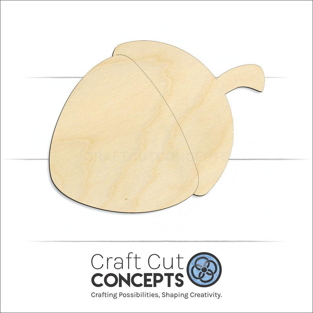 Craft Cut Concepts Logo under a wood Acorn craft shape and blank