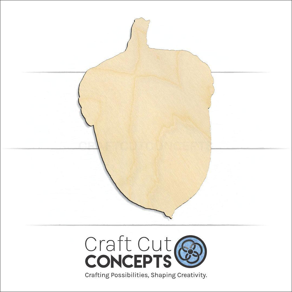 Craft Cut Concepts Logo under a wood Acorn craft shape and blank