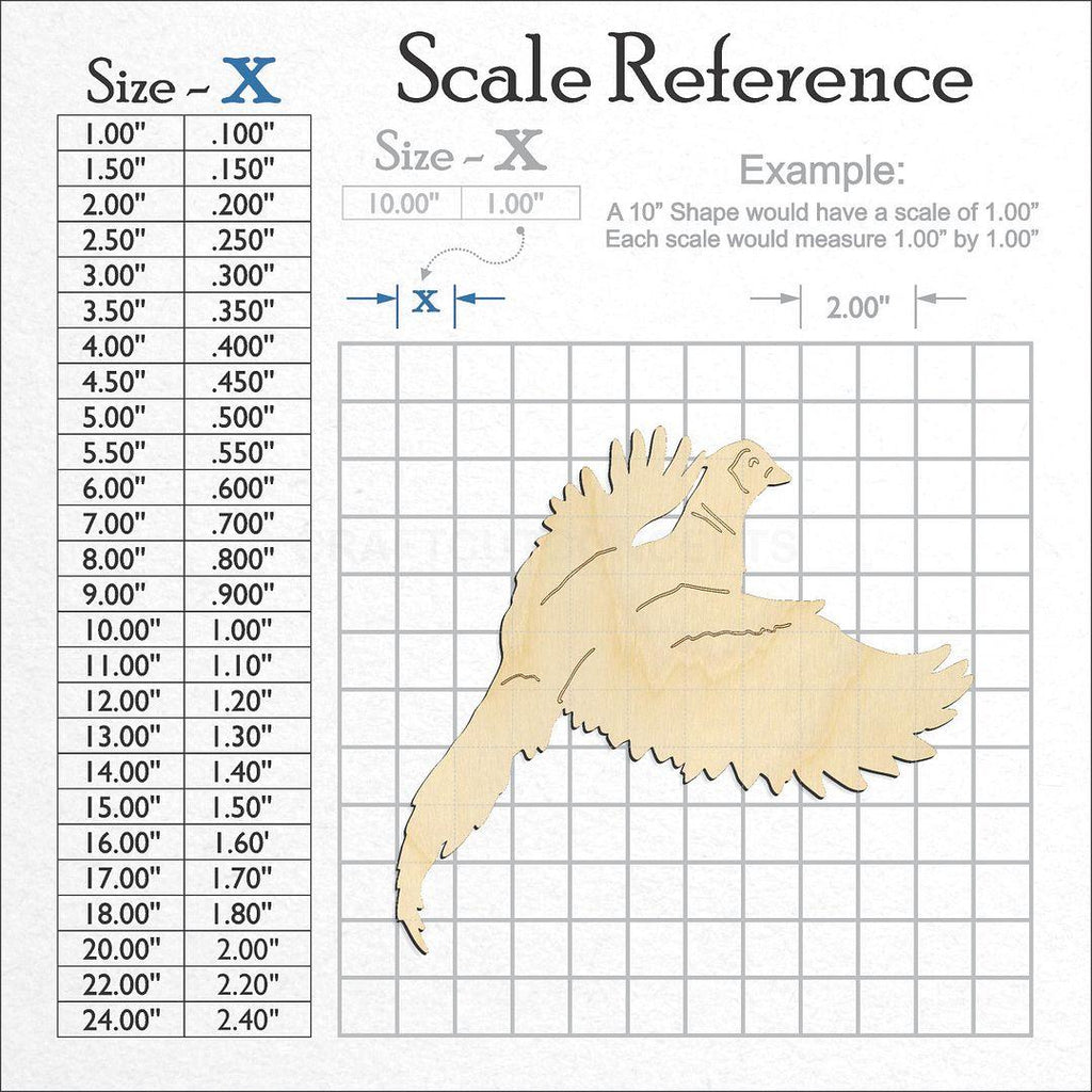 A scale and graph image showing a wood Pheasant craft blank