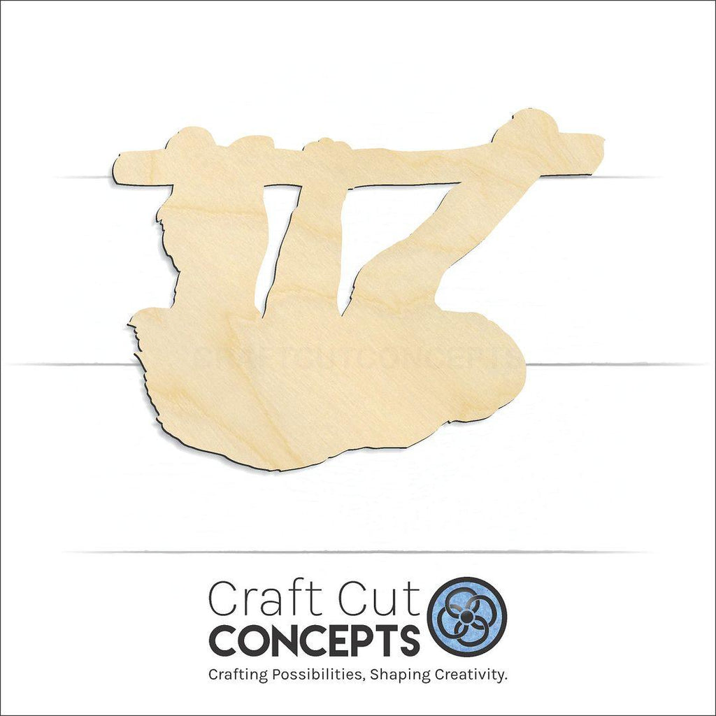 Craft Cut Concepts Logo under a wood Sloth craft shape and blank