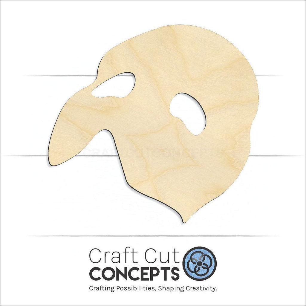 Craft Cut Concepts Logo under a wood Opera Mask craft shape and blank