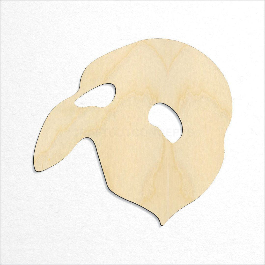 Wooden Opera Mask craft shape available in sizes of 1 inch and up