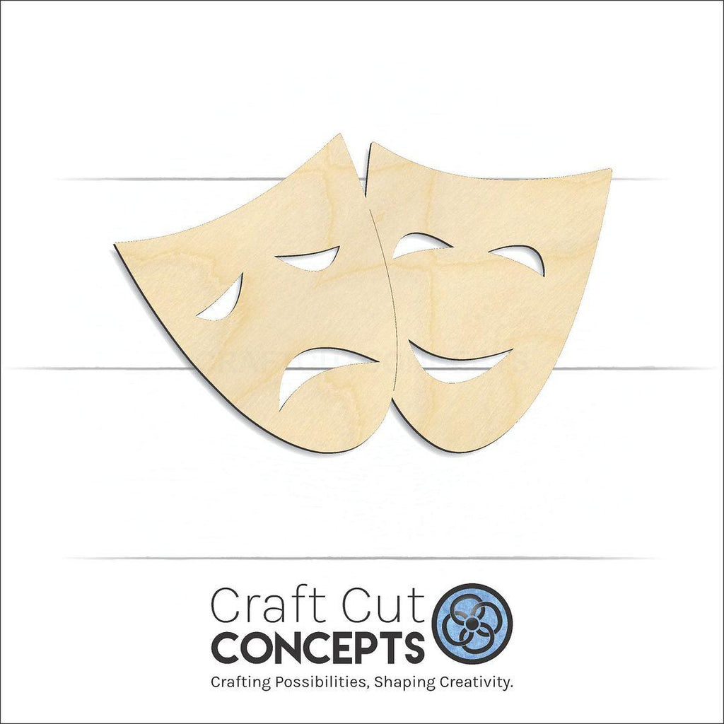 Craft Cut Concepts Logo under a wood Comedy Drama Mask craft shape and blank