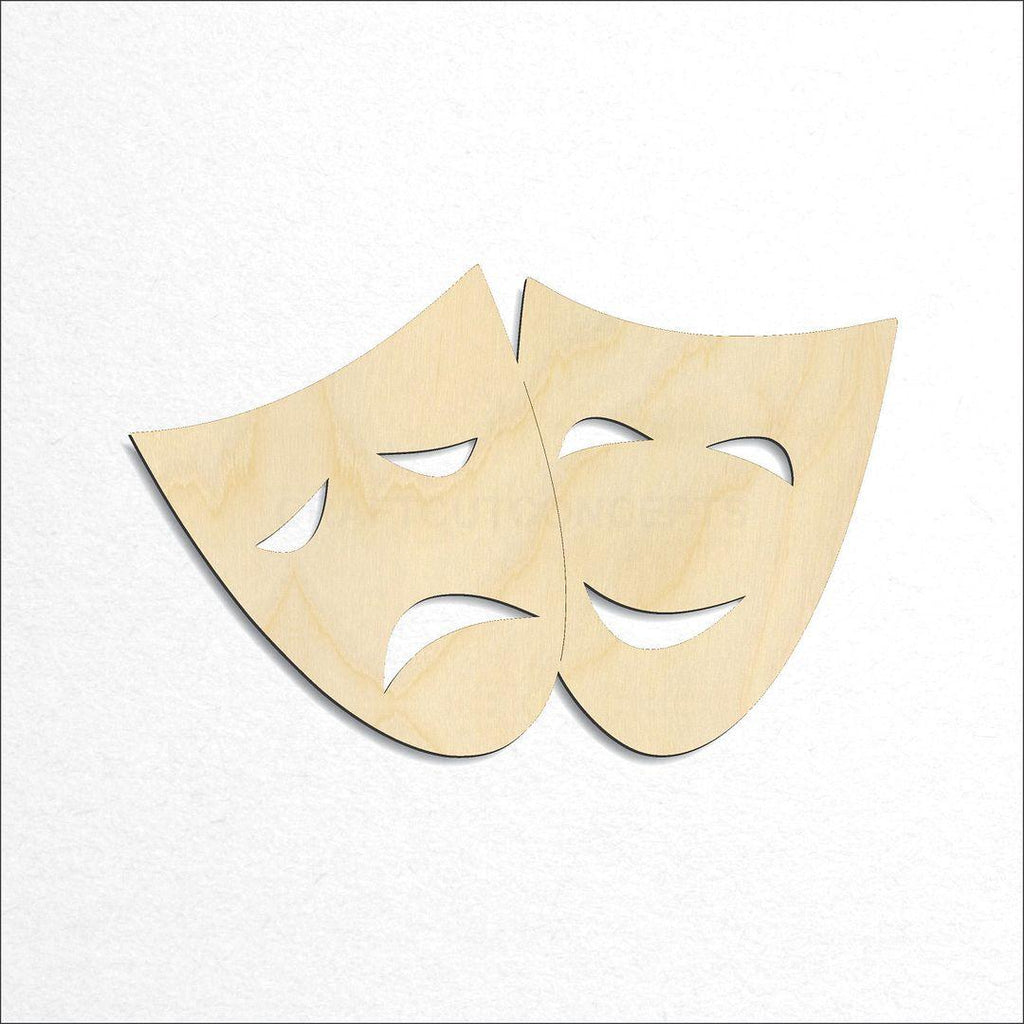 Wooden Comedy Drama Mask craft shape available in sizes of 1 inch and up