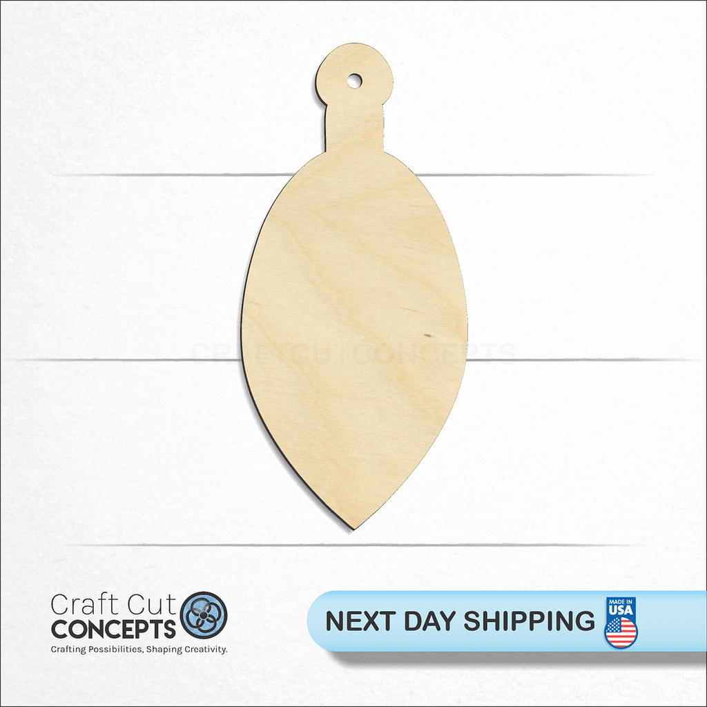 Craft Cut Concepts logo and next day shipping banner with an unfinished wood Christmas Tree Ornament-2 craft shape and blank