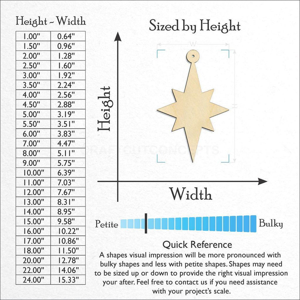 Sizes available for a laser cut Christmas Tree Ornament-4 craft blank