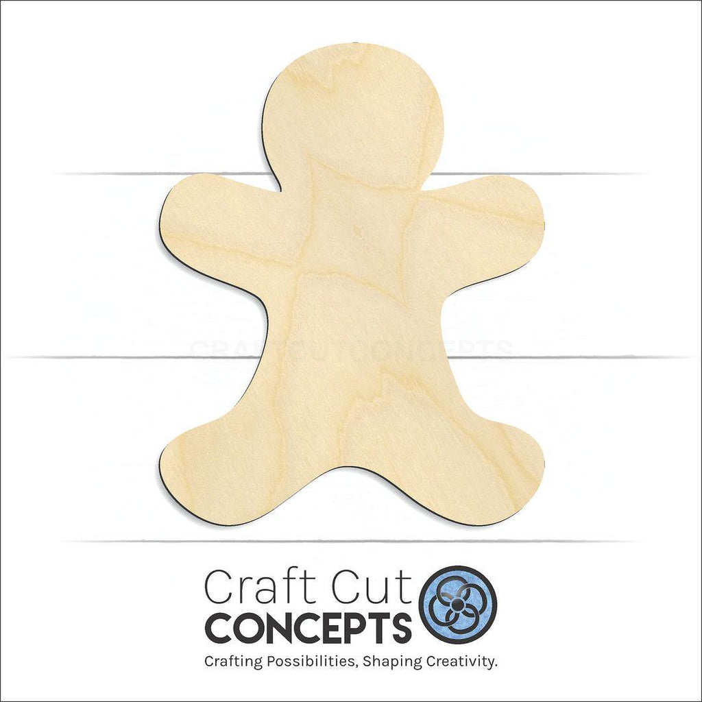 Craft Cut Concepts Logo under a wood Gingerbread Man craft shape and blank