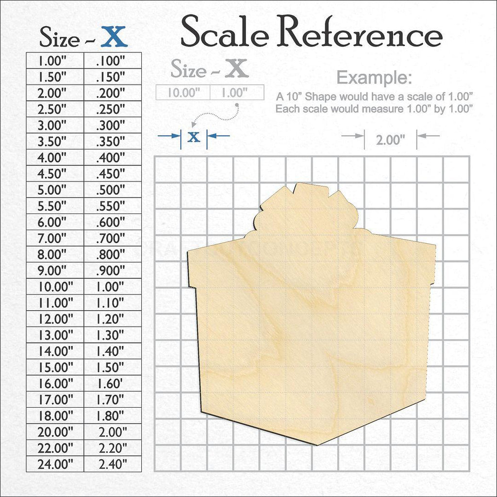 A scale and graph image showing a wood Christmas Present-2 craft blank