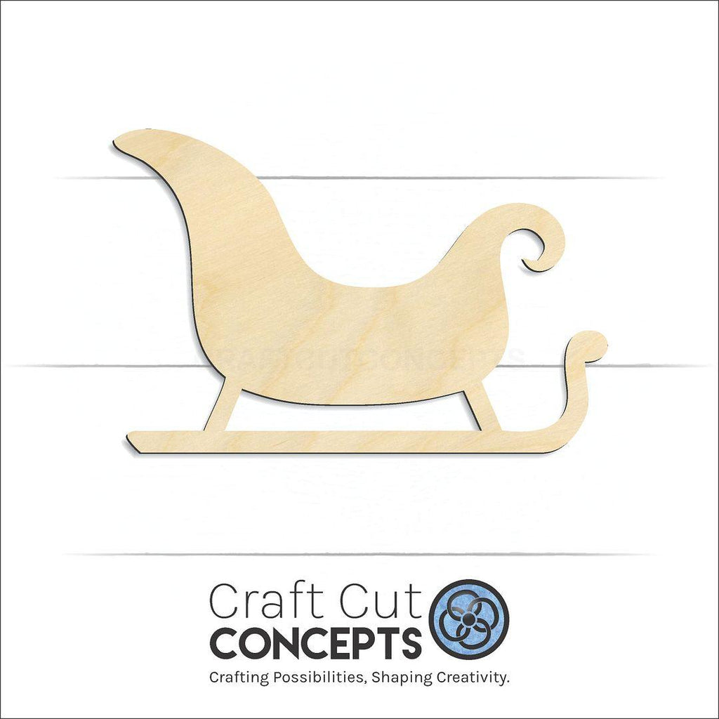 Craft Cut Concepts Logo under a wood Christmas Sleigh craft shape and blank