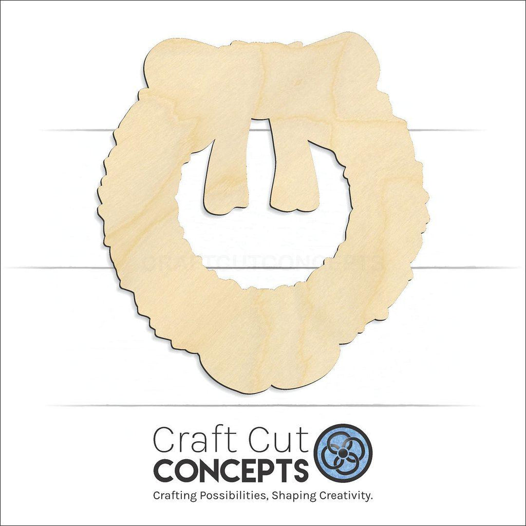 Craft Cut Concepts Logo under a wood Christmas Wreath craft shape and blank