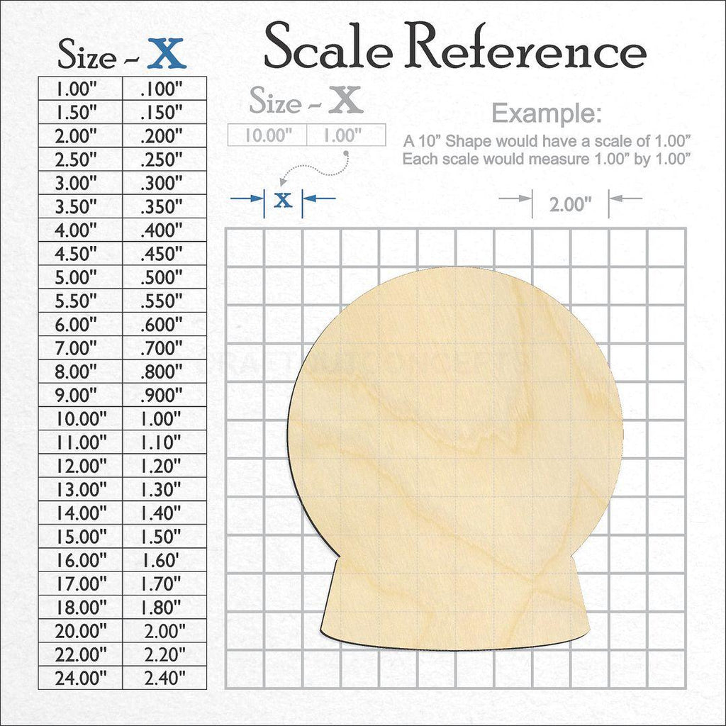 A scale and graph image showing a wood Snow Globe craft blank