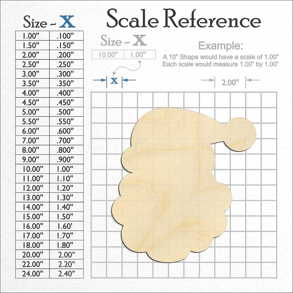 A scale and graph image showing a wood Santa Head craft blank