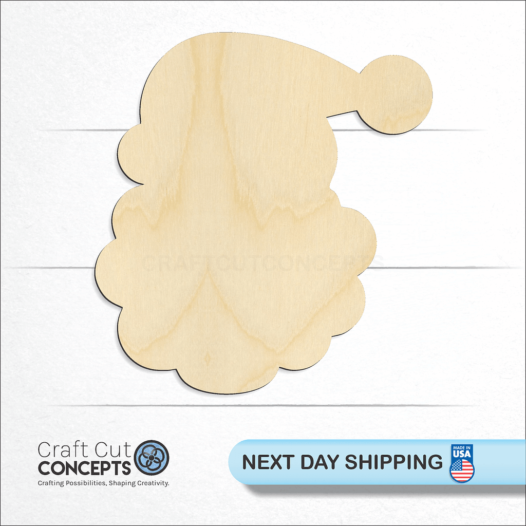 Craft Cut Concepts logo and next day shipping banner with an unfinished wood Santa Head craft shape and blank