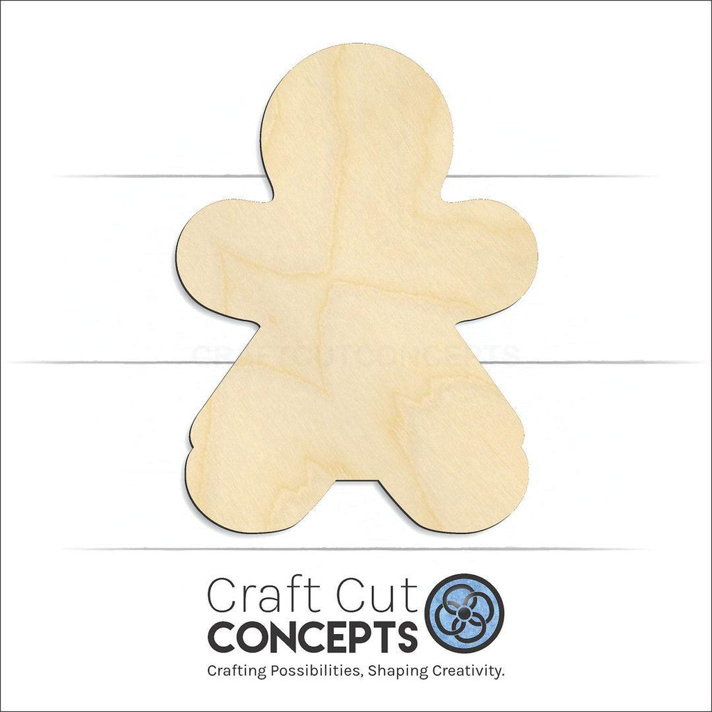 Craft Cut Concepts Logo under a wood Gingerbread Woman craft shape and blank