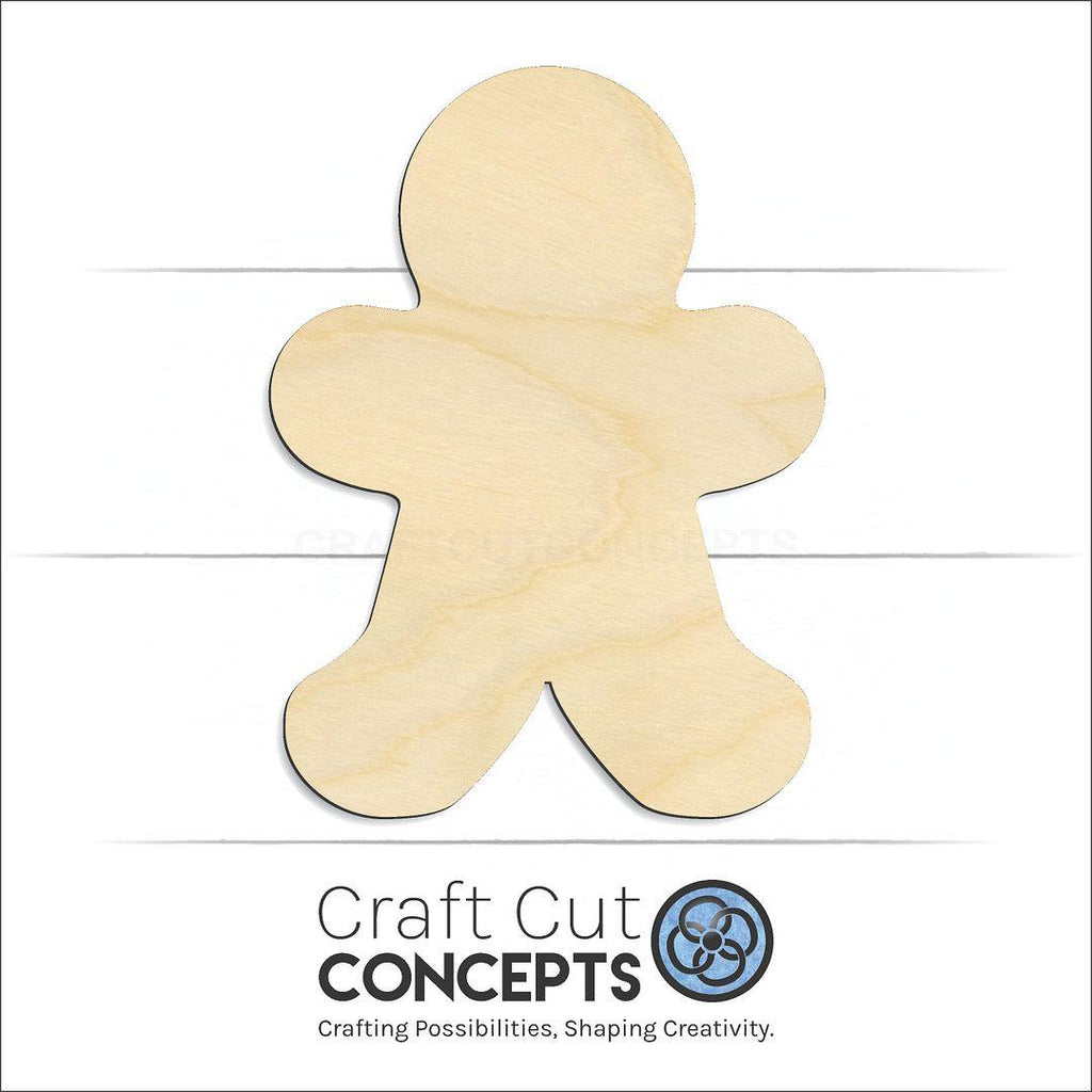 Craft Cut Concepts Logo under a wood Gingerbread Man craft shape and blank