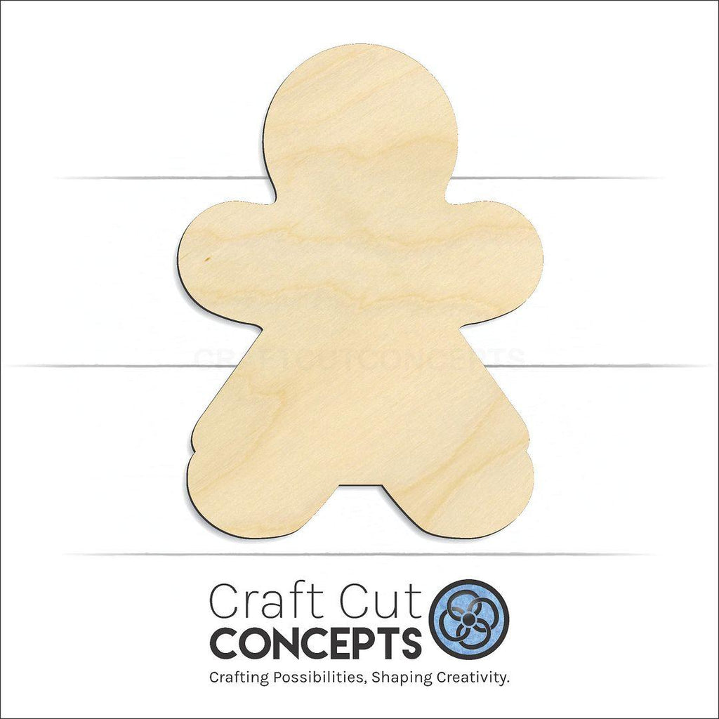 Craft Cut Concepts Logo under a wood Gingerbread Woman craft shape and blank