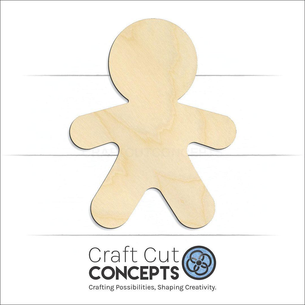 Craft Cut Concepts Logo under a wood Gingerbread Man craft shape and blank