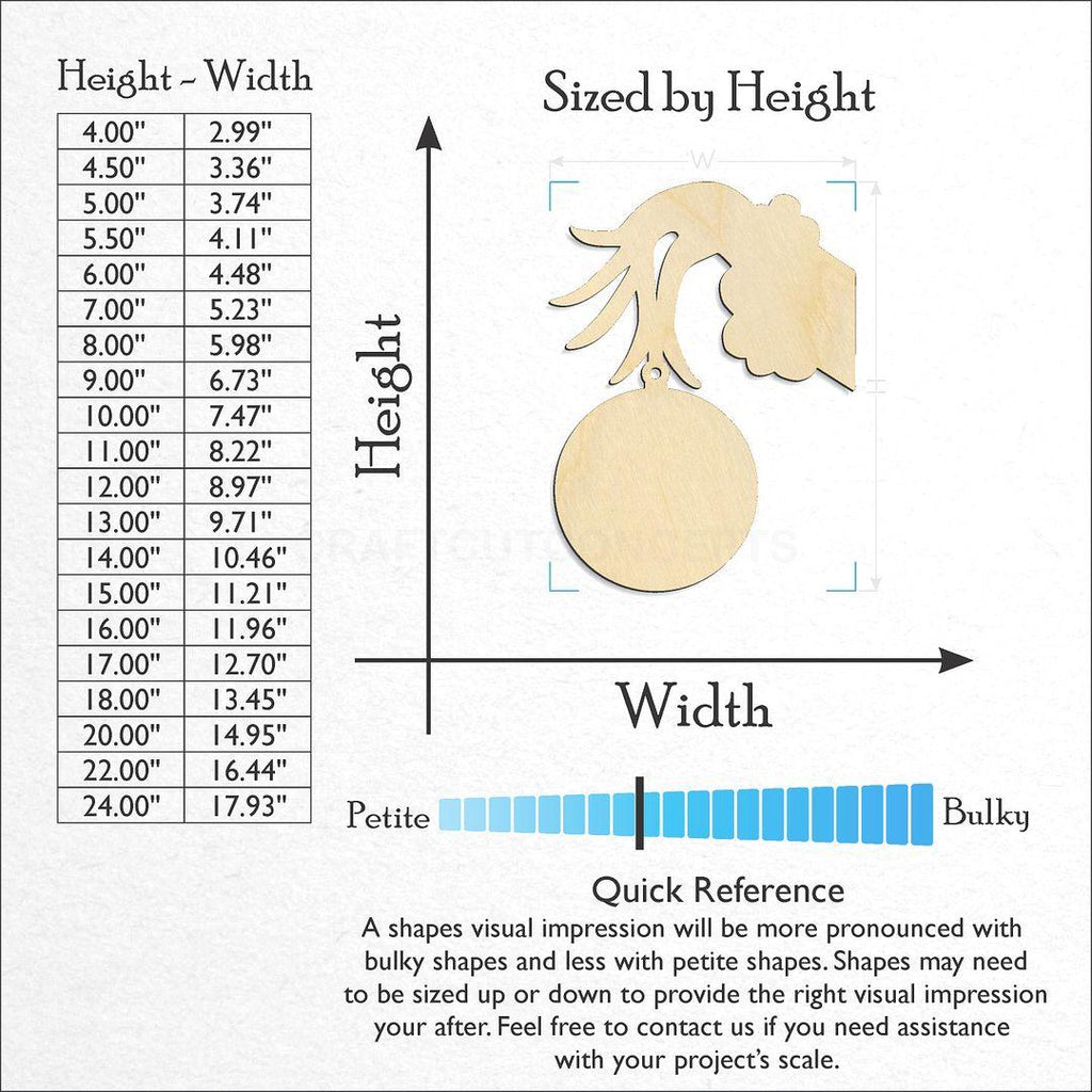 Sizes available for a laser cut Christmas Hand craft blank